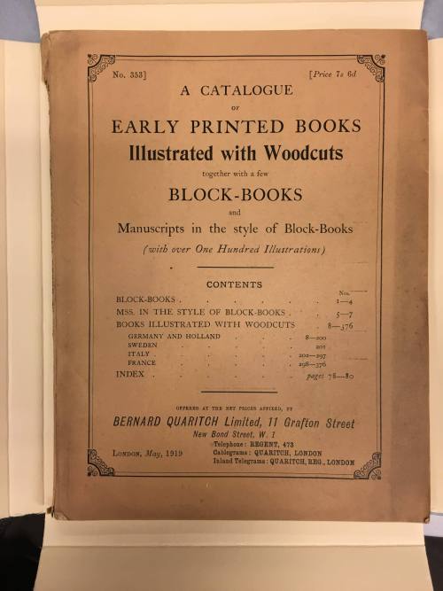 A Catalogue of Early Printed Books