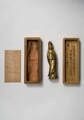 Statuette of Kannon with Box and Calling Card