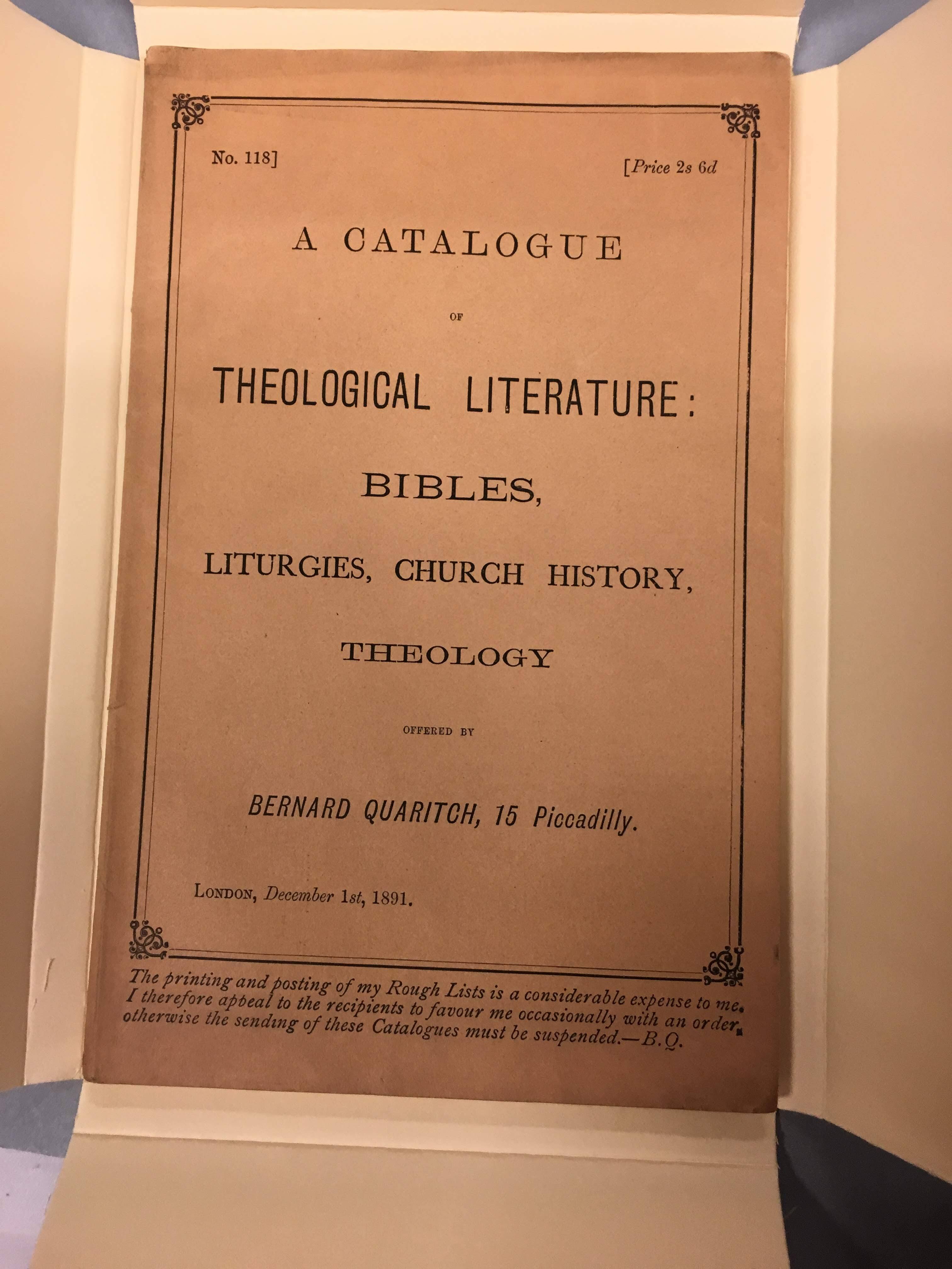 A Catalogue of Theological Literature